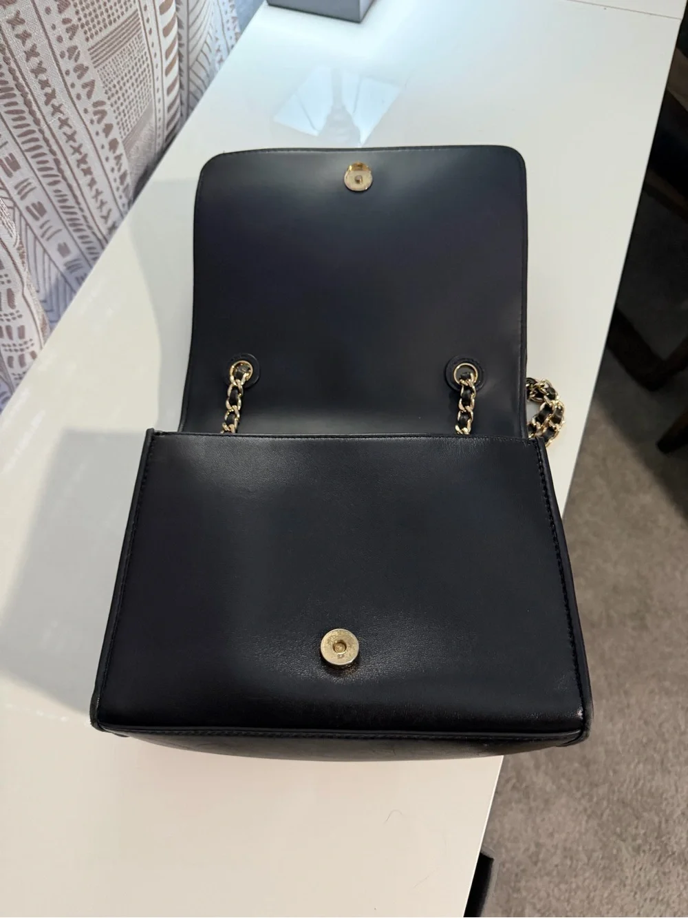 Tory Burch Black Quilted Shoulder Bag with Gold Chain
